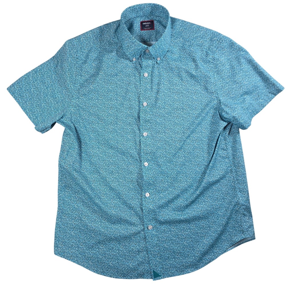UNTUCKit Shirt Mens Large Teal Floral Halloway Performance Short Sleeve - Picture 3 of 9